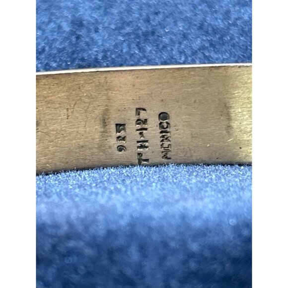 Vintage Sterling Silver Cuff Bracelet With Beaded Design By Mexico - Picture 5 of 9